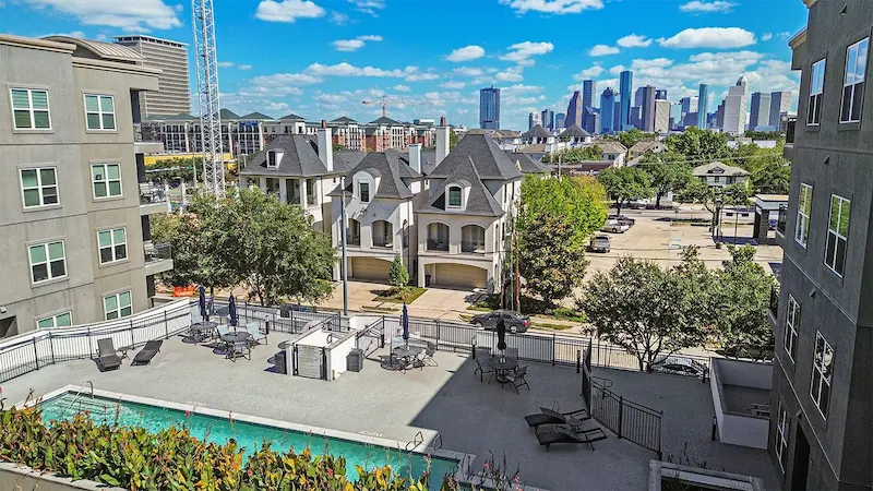 Rooftop view featuring a pool